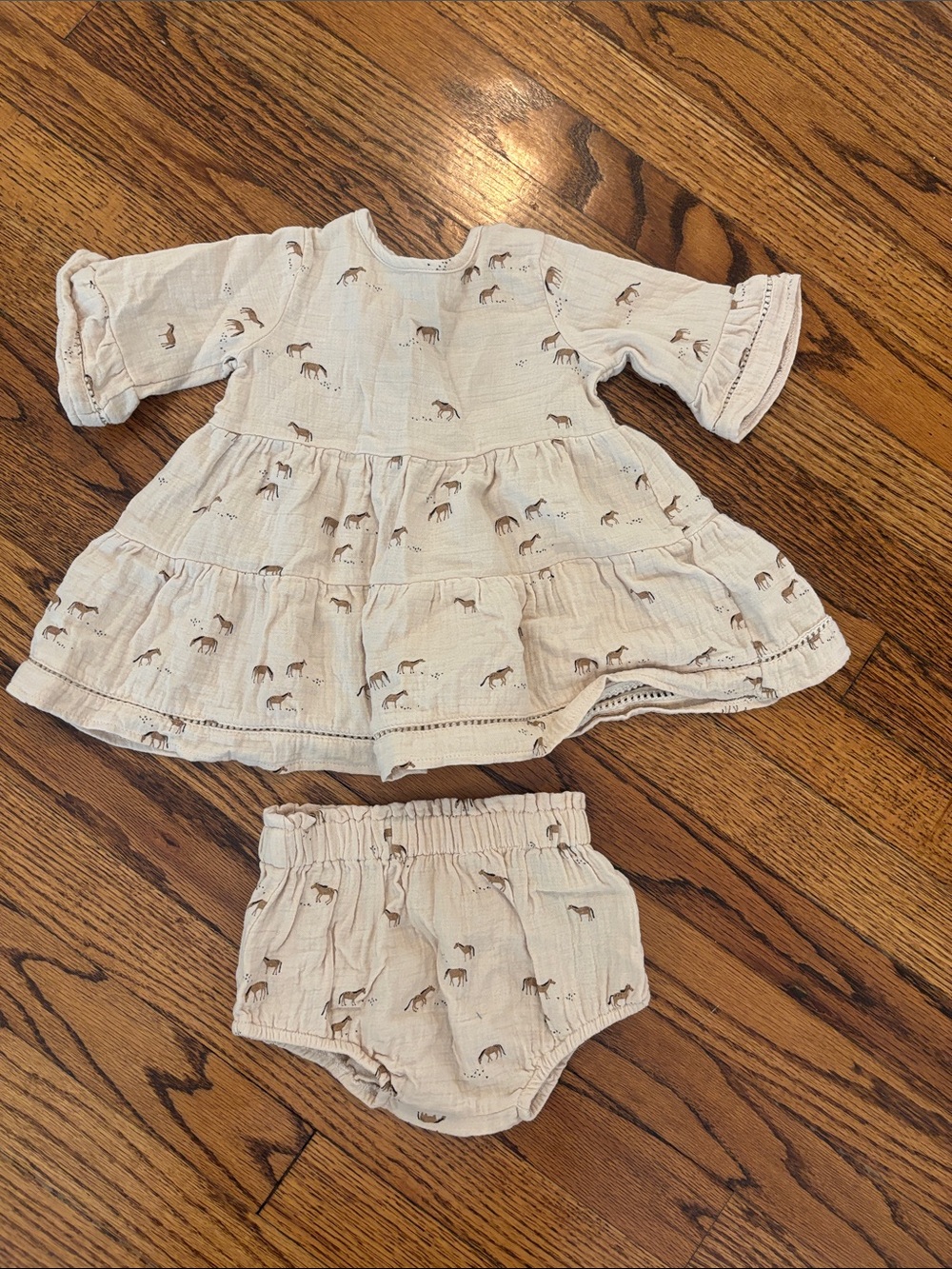 Quincy Mae Horse Print Tiered Dress & Bloomers